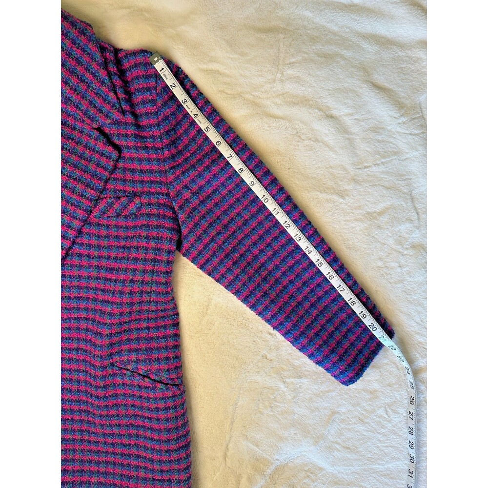 Vintage women's small tweed wool lined jacket blazer vibrant retro houndstooth - Picture 7 of 8